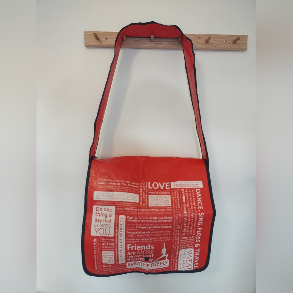Lululemon Messenger Reusable Bag In Red With Quotes